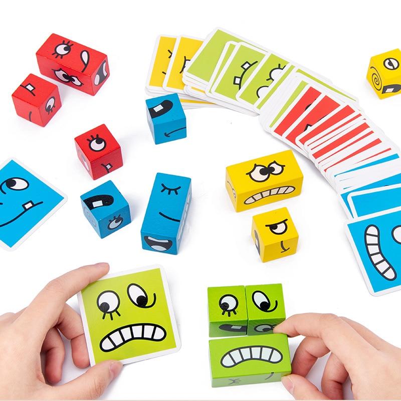 Montessori Monsters™ - Casse-tête de cubes en bois