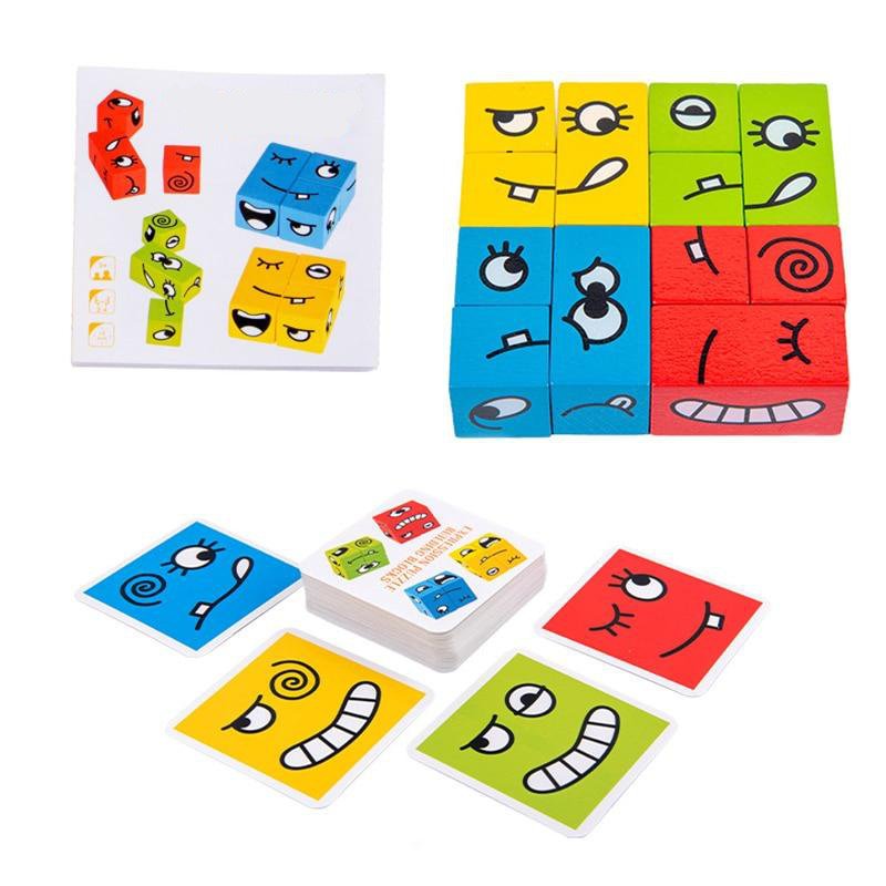 Montessori Monsters™ - Casse-tête de cubes en bois